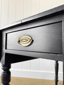 An Elegant Black Antique English Country Drop Leaf Table c1890