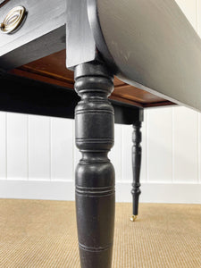 An Elegant Black Antique English Country Drop Leaf Table c1890