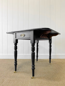 An Elegant Black Antique English Country Drop Leaf Table c1890