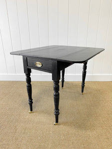 An Elegant Black Antique English Country Drop Leaf Table c1890