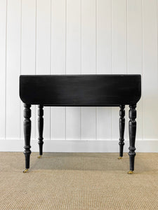 An Elegant Black Antique English Country Drop Leaf Table c1890