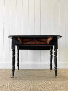 An Elegant Black Antique English Country Drop Leaf Table c1890