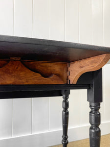 An Elegant Black Antique English Country Drop Leaf Table c1890