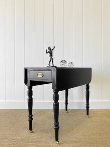 An Elegant Black Antique English Country Drop Leaf Table c1890