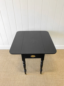An Elegant Black Antique English Country Drop Leaf Table c1890