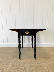 An Elegant Black Antique English Country Drop Leaf Table c1890