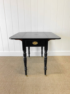 An Elegant Black Antique English Country Drop Leaf Table c1890