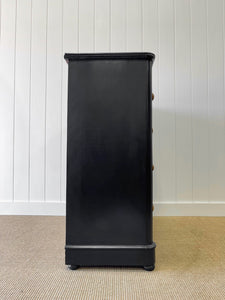 A Large Ebonized English Pine Chest of Drawers Dresser with Wooden Knobs c1890