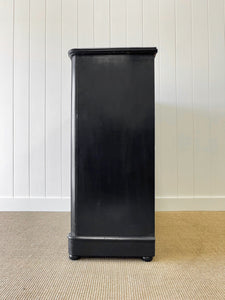 A Large Ebonized English Pine Chest of Drawers Dresser with Wooden Knobs c1890