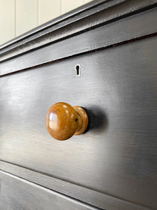 A Large Ebonized English Pine Chest of Drawers Dresser with Wooden Knobs c1890