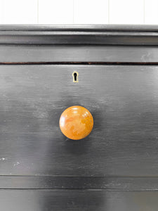 A Large Ebonized English Pine Chest of Drawers Dresser with Wooden Knobs c1890