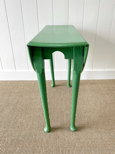 Antique English Country Drop Leaf Table in Green