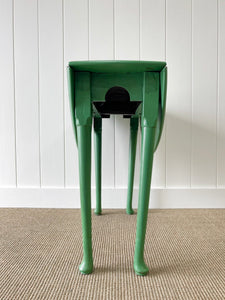 Antique English Country Drop Leaf Table in Green