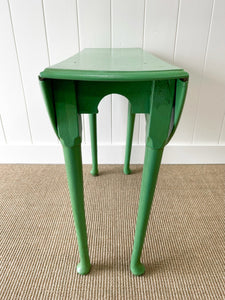 Antique English Country Drop Leaf Table in Green