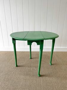 Antique English Country Drop Leaf Table in Green