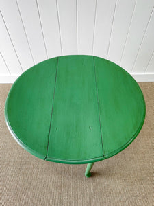 Antique English Country Drop Leaf Table in Green
