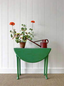 Antique English Country Drop Leaf Table in Green
