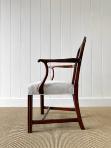 An 18th Century Mahogany Elbow Chair Newly Upholstered