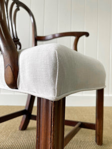An 18th Century Mahogany Elbow Chair Newly Upholstered
