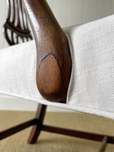 An 18th Century Mahogany Elbow Chair Newly Upholstered