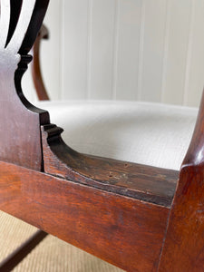 An 18th Century Mahogany Elbow Chair Newly Upholstered