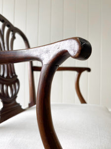 An 18th Century Mahogany Elbow Chair Newly Upholstered
