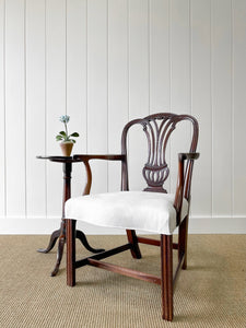 An 18th Century Mahogany Elbow Chair Newly Upholstered