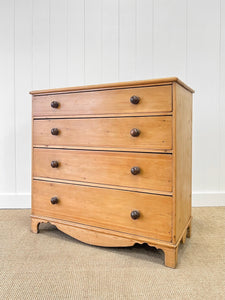 A Large Pine Chest of Drawers Dresser on Bracket Feet c1890