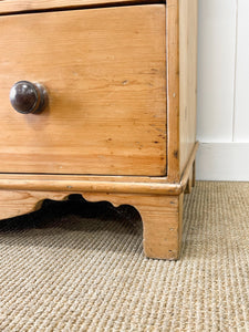 A Large Pine Chest of Drawers Dresser on Bracket Feet c1890