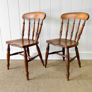 A Pair of Victorian Beech Kitchen Chairs The Parsons Nose Antiques