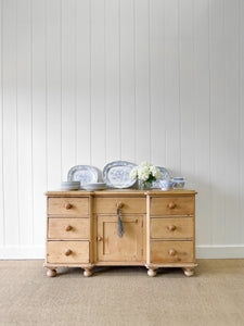 A Nice English Country 7 Drawer Pine Buffet or Sideboard c1860