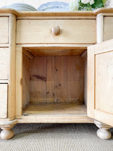 A Nice English Country 7 Drawer Pine Buffet or Sideboard c1860