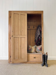 A Large English 19th Century Pine Coat Cupboard