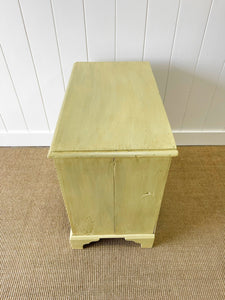 An Antique Painted Yellow English Pine Chest of Drawers/Dresser c1890