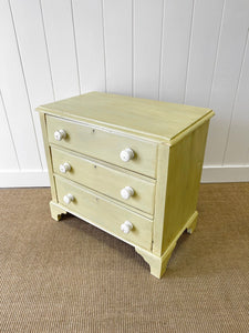 An Antique Painted Yellow English Pine Chest of Drawers/Dresser c1890