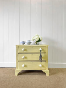 An Antique Painted Yellow English Pine Chest of Drawers/Dresser c1890
