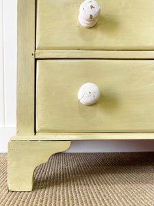 An Antique Painted Yellow English Pine Chest of Drawers/Dresser c1890