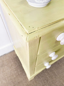 An Antique Painted Yellow English Pine Chest of Drawers/Dresser c1890