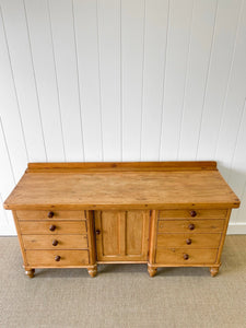 A Large English Country 8 Drawer Pine Buffet or Sideboard c1860