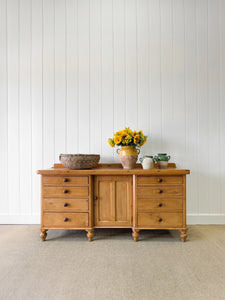 A Large English Country 8 Drawer Pine Buffet or Sideboard c1860