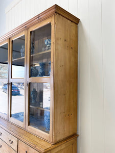 A Monumental 19th Century Pine Glazed Cupboard Cabinet