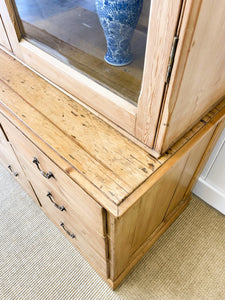 A Monumental 19th Century Pine Glazed Cupboard Cabinet