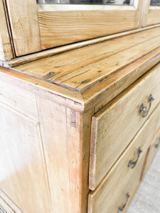 A Monumental 19th Century Pine Glazed Cupboard Cabinet