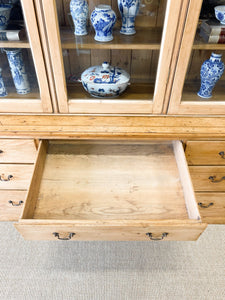 A Monumental 19th Century Pine Glazed Cupboard Cabinet