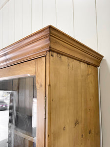 A Monumental 19th Century Pine Glazed Cupboard Cabinet