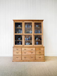 A Monumental 19th Century Pine Glazed Cupboard Cabinet