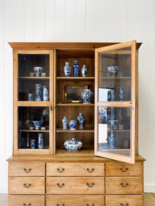 A Monumental 19th Century Pine Glazed Cupboard Cabinet