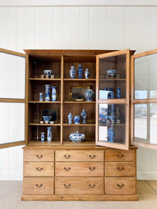 A Monumental 19th Century Pine Glazed Cupboard Cabinet