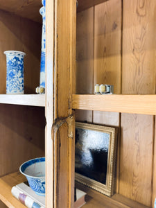 A Monumental 19th Century Pine Glazed Cupboard Cabinet