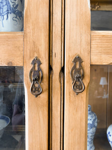 A Monumental 19th Century Pine Glazed Cupboard Cabinet